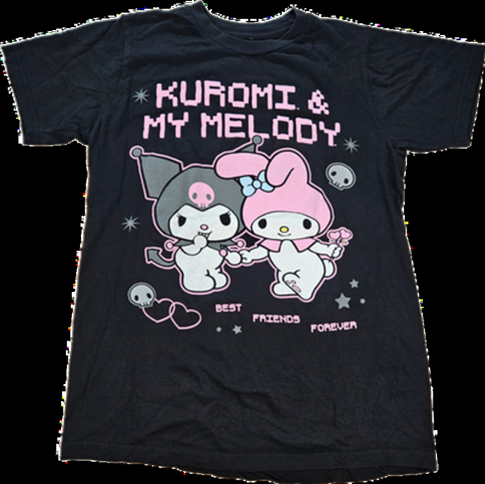 Sanrio Kuromi My Melody Women's Black Cotton Graphic T-Shirt M